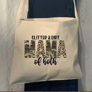 Mama of Both Small Crossbody Messenger Canvas Tote Bag with Long Strap